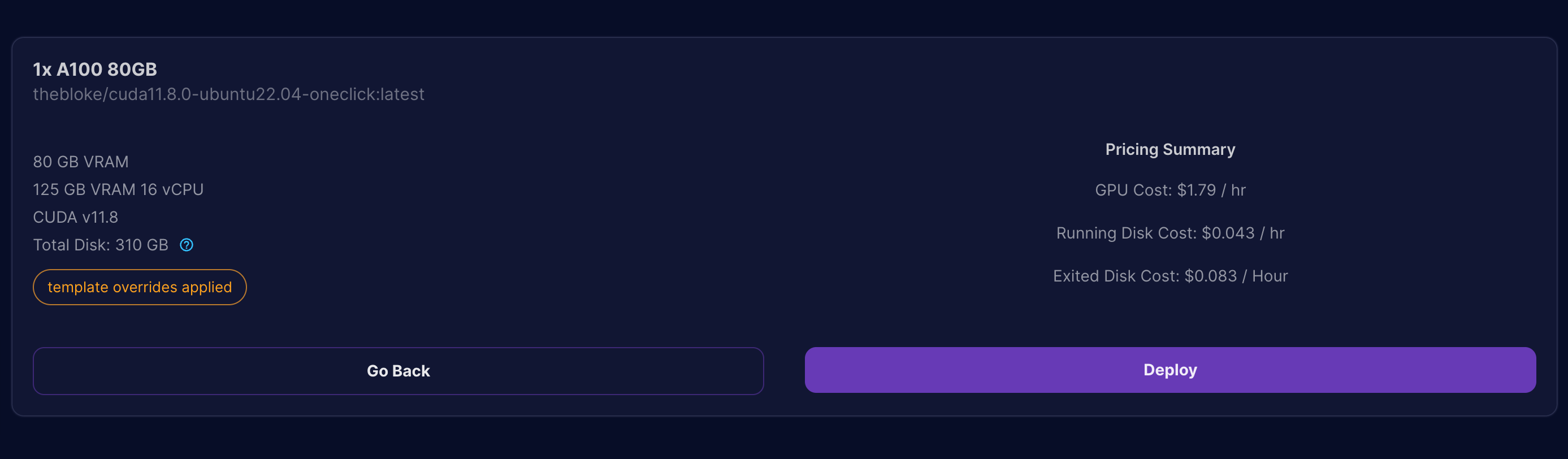 Launch Console Summary Screen